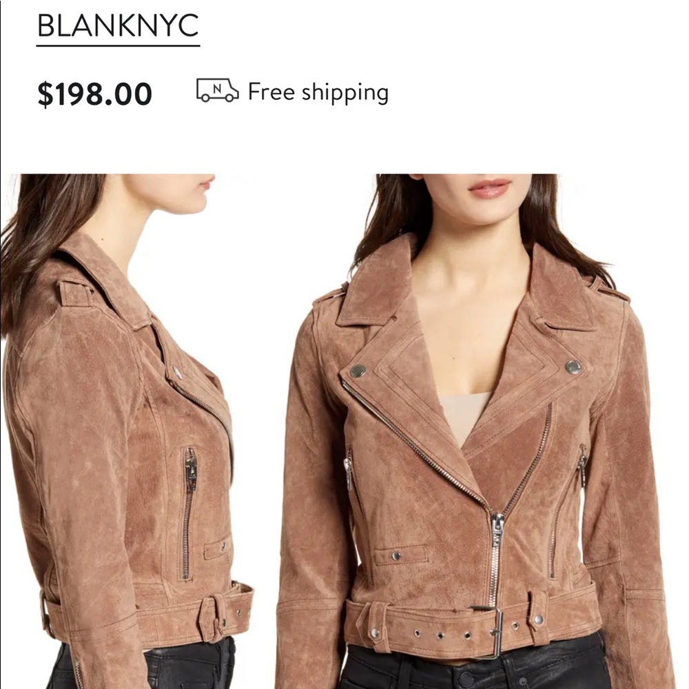 NWT Blank NYC Suede Leather Motorcycle Jacket Tan
